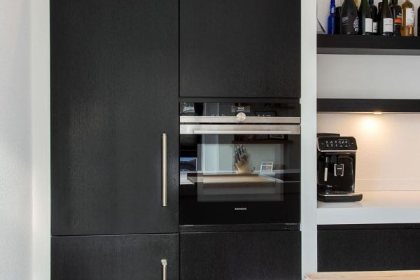 Apparatenkast keuken zwart eiken, zwart houten keuken